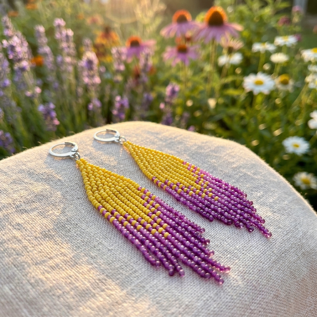 Ombré náušnice Violet meets yellow